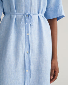 Relaxed Ss Linen Shirt Dress - Gentle Blue