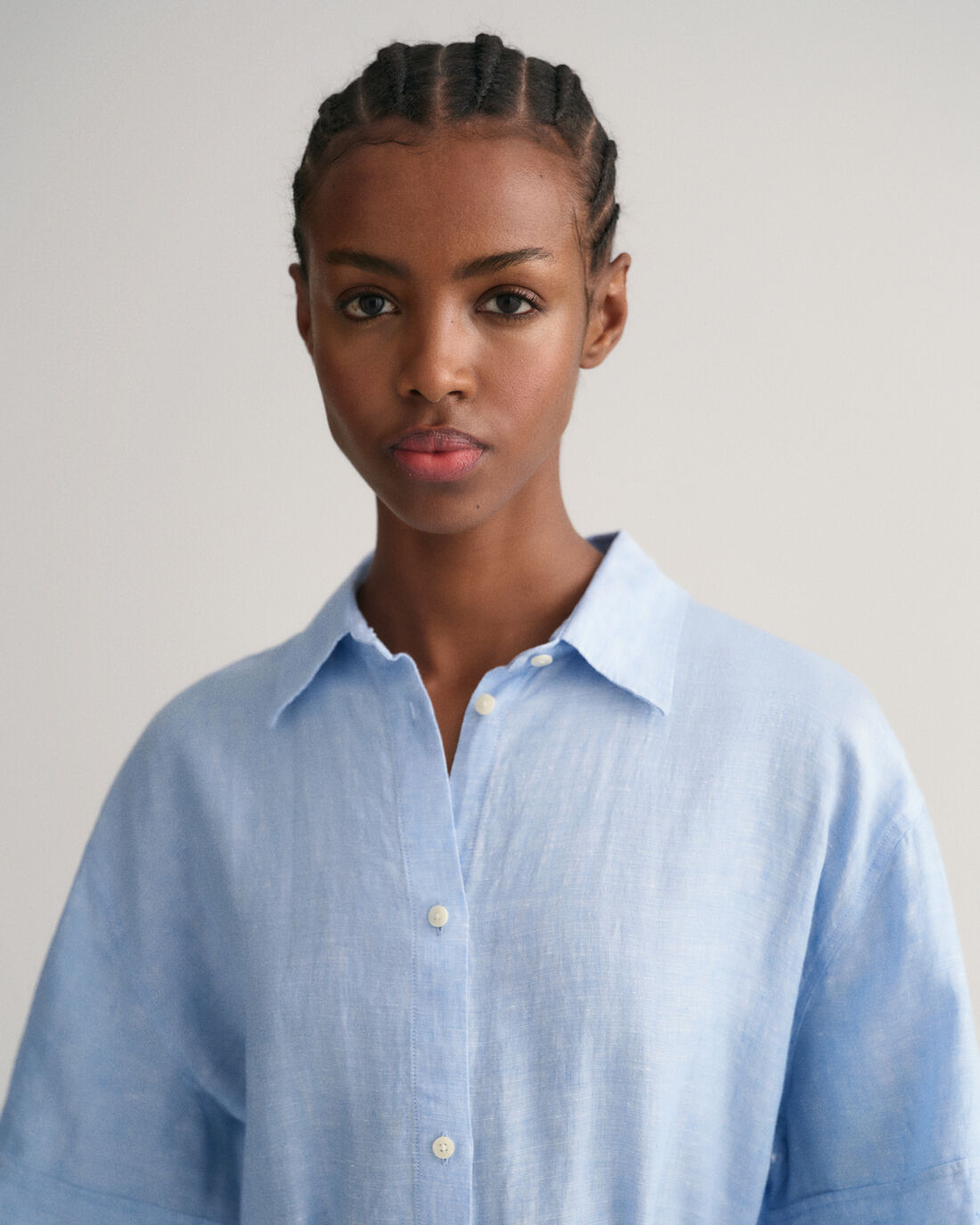 Relaxed Ss Linen Shirt Dress - Gentle Blue