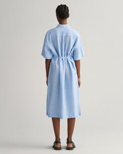Relaxed Ss Linen Shirt Dress - Gentle Blue