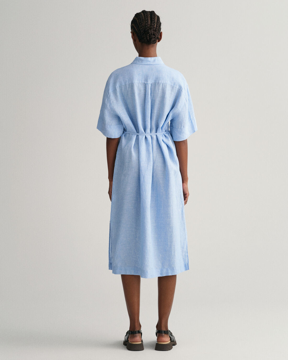 Relaxed Ss Linen Shirt Dress - Gentle Blue
