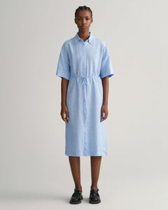 Relaxed Ss Linen Shirt Dress - Gentle Blue