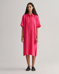 Relaxed Ss Linen Shirt Dress - Magenta Pink