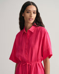 Relaxed Ss Linen Shirt Dress - Magenta Pink
