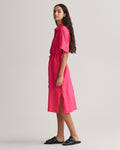 Relaxed Ss Linen Shirt Dress - Magenta Pink