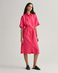 Relaxed Ss Linen Shirt Dress - Magenta Pink