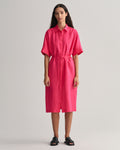 Relaxed Ss Linen Shirt Dress - Magenta Pink