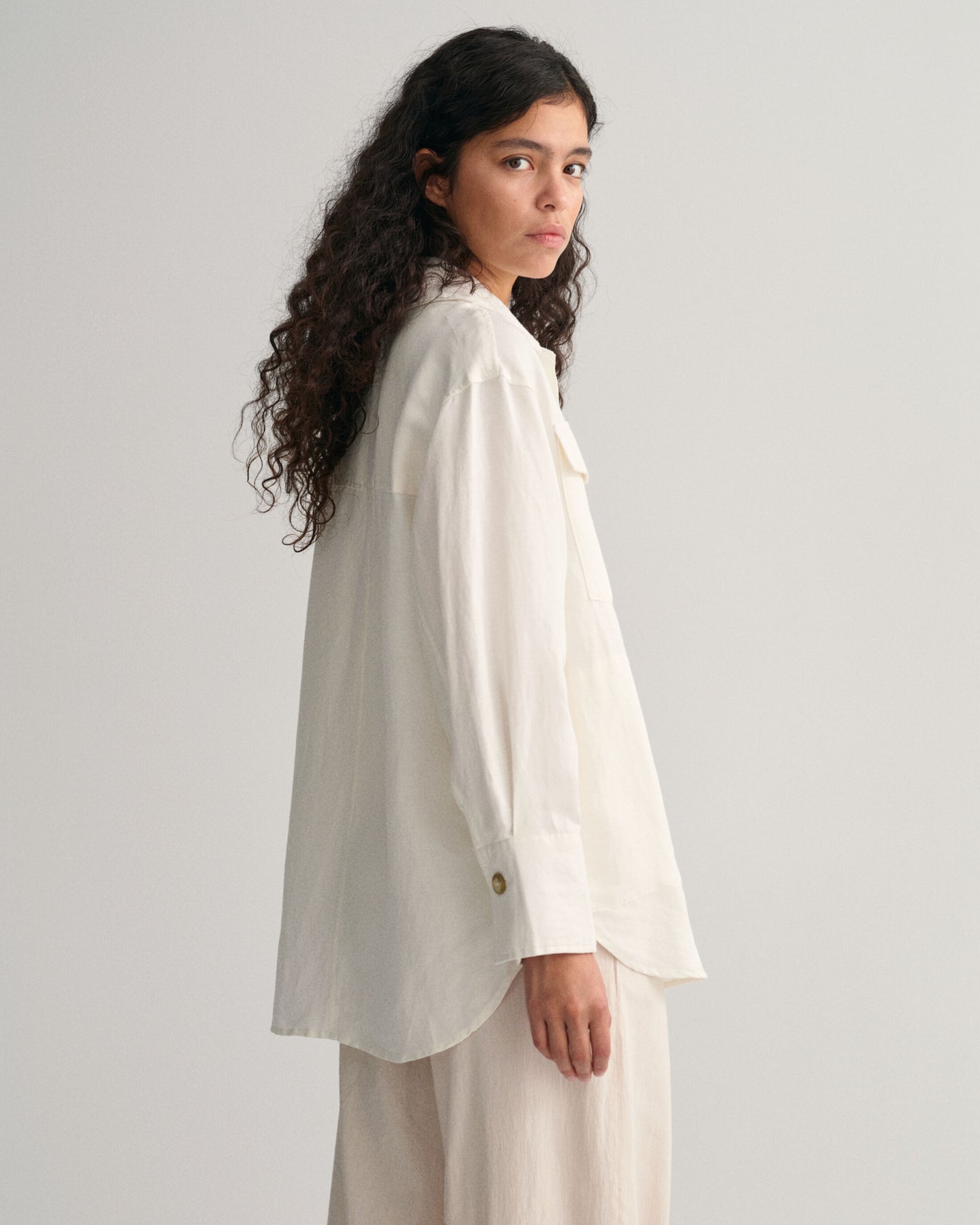 Linen Viscose Shirt Jacket - Eggshell