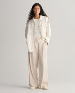 Linen Viscose Shirt Jacket - Eggshell