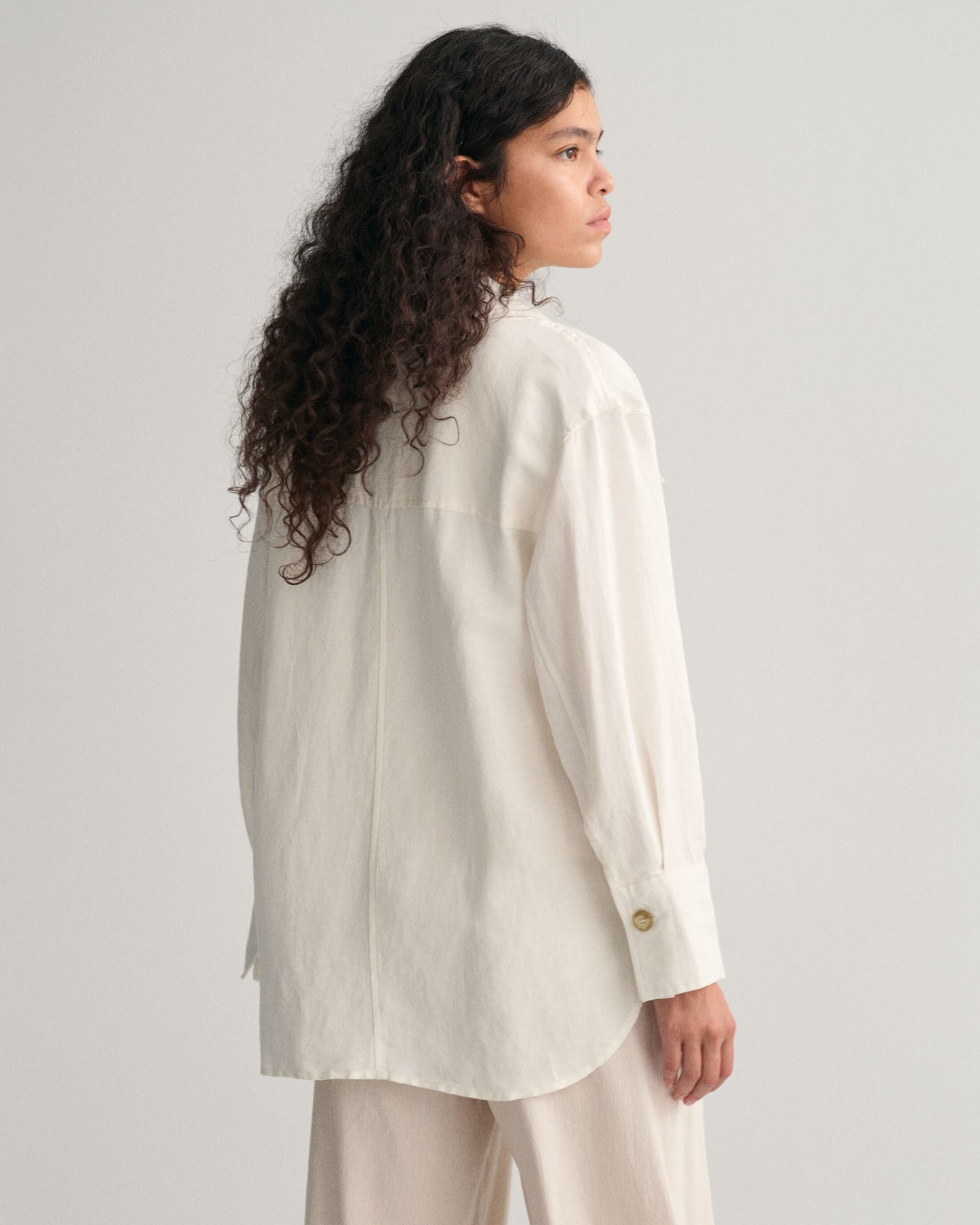 Linen Viscose Shirt Jacket - Eggshell