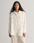 Linen Viscose Shirt Jacket - Eggshell