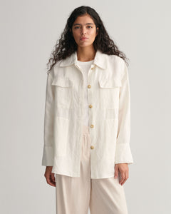 Linen Viscose Shirt Jacket - Eggshell