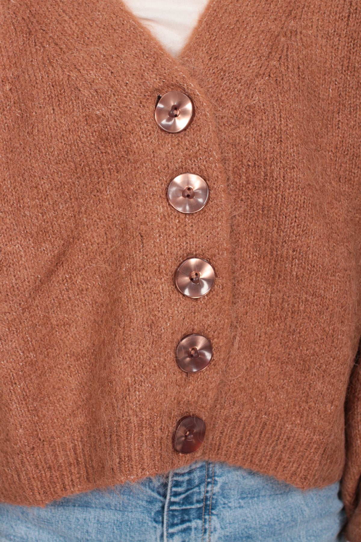 Hairy Knit Cardigan - Camel - ByTimo - Gensere - VILLOID.no