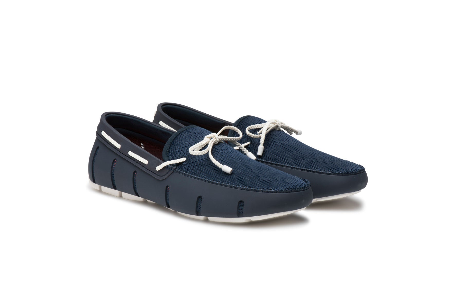Braided Lace Loafer - Navy/White