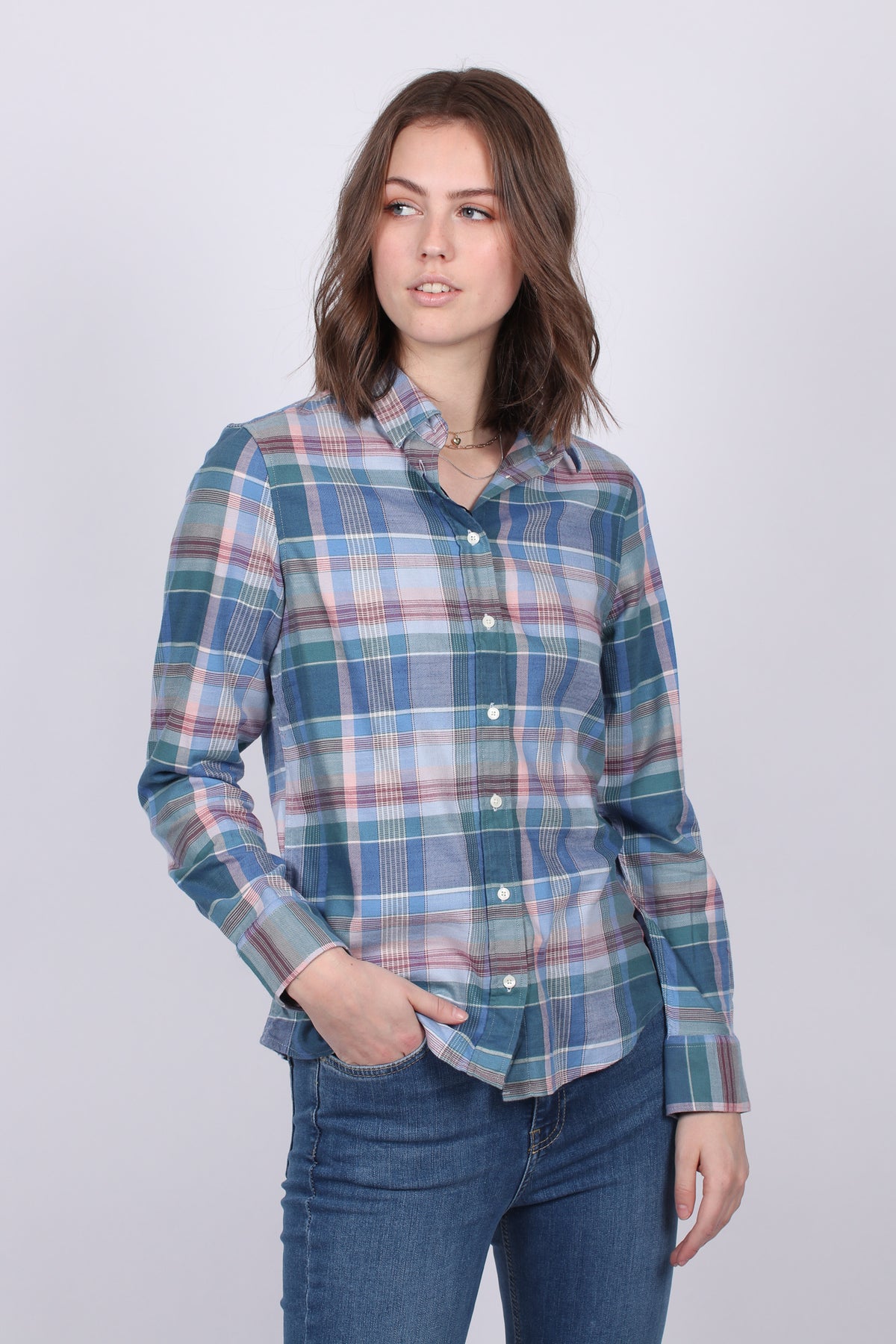 Winter Twill Madras Check Shirt - Mid Blue - GANT - Bluser & Skjorter - VILLOID.no