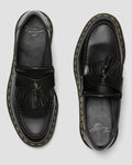Adrian Yellow Stitch Leather Tassle Loafers - Black Vintage Smooth