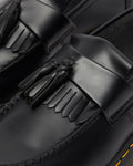 Adrian Yellow Stitch Leather Tassle Loafers - Black Vintage Smooth