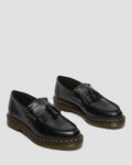 Adrian Yellow Stitch Leather Tassle Loafers - Black Vintage Smooth