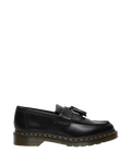 Adrian Yellow Stitch Leather Tassle Loafers - Black Vintage Smooth