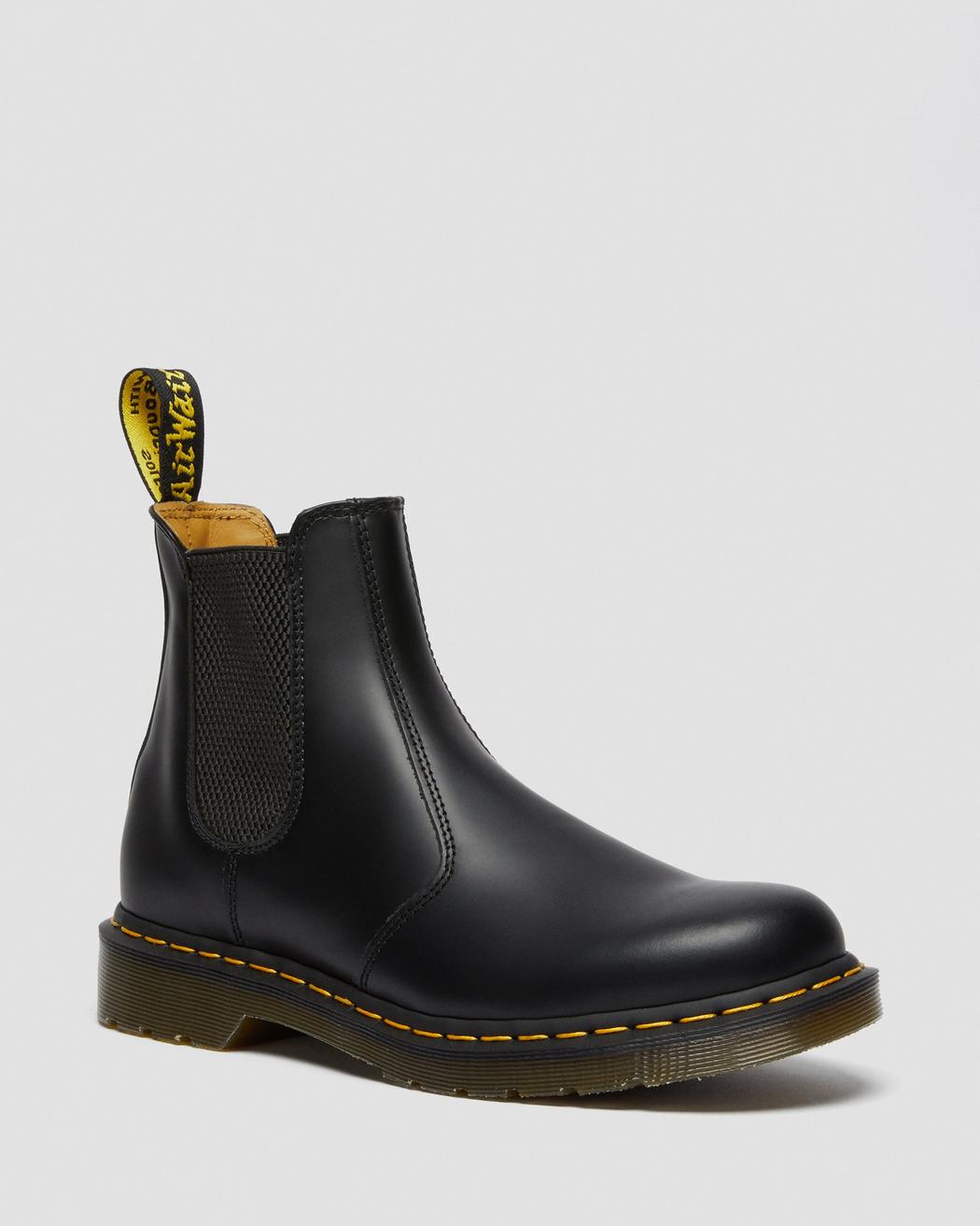 Dr. Martens 2976 Yellow Stitch Smooth Leather Chelsea Boots