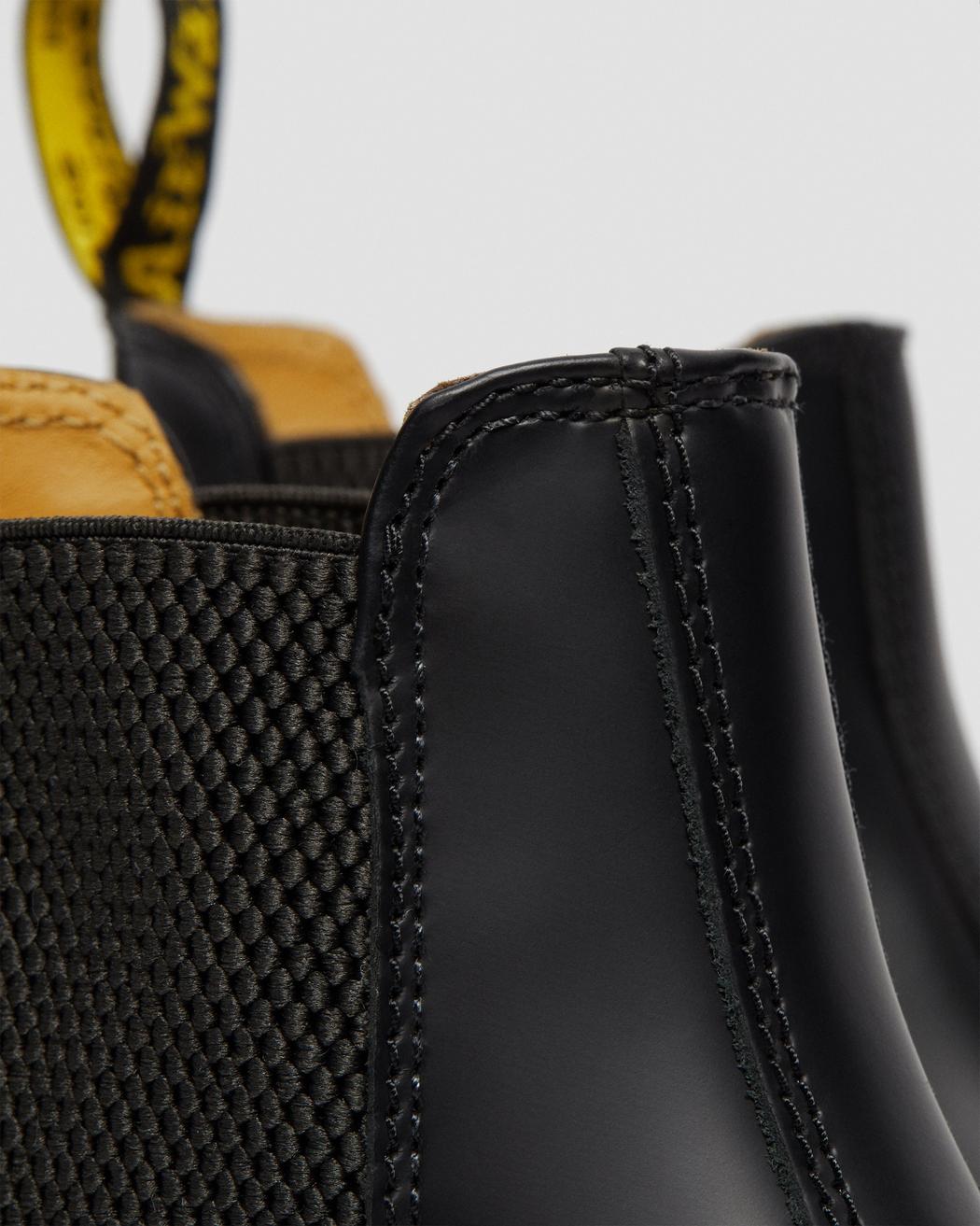 Dr. Martens 2976 Yellow Stitch Smooth Leather Chelsea Boots