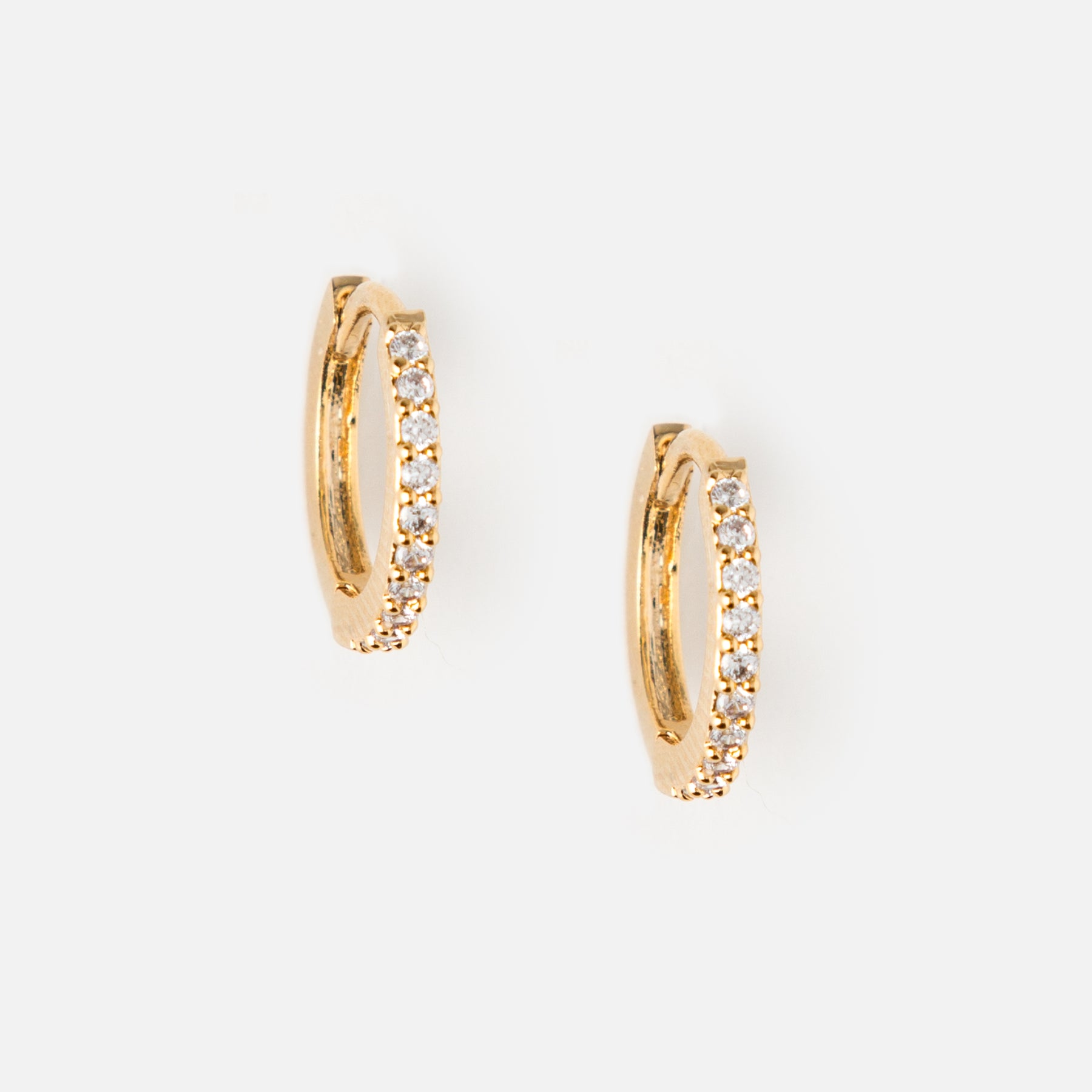 Mini Pave Huggie Hoop-örhängen, guld