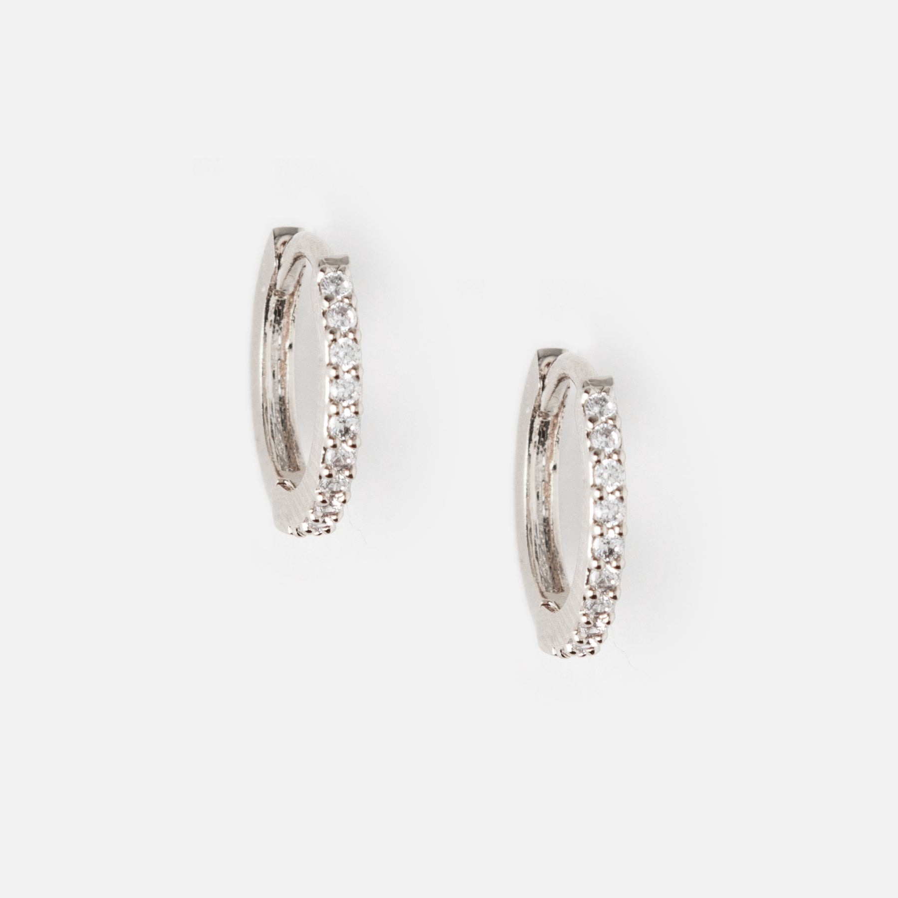 Mini Pave Huggie Hoop Örhängen - Silver
