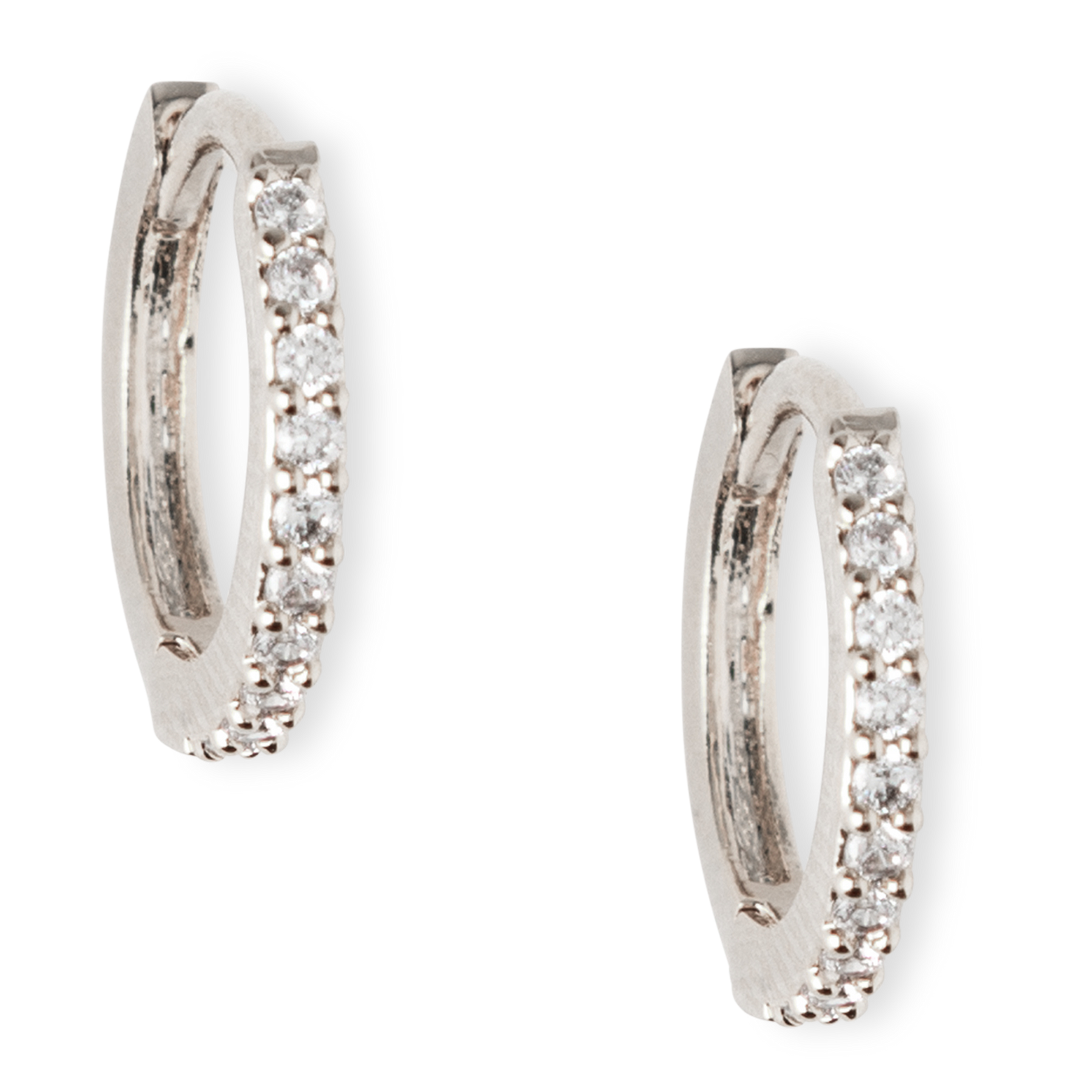 Mini Pave Huggie Hoop Örhängen - Silver