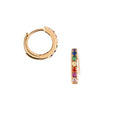 Rainbow Pave Gold Huggie Hoop - Gold