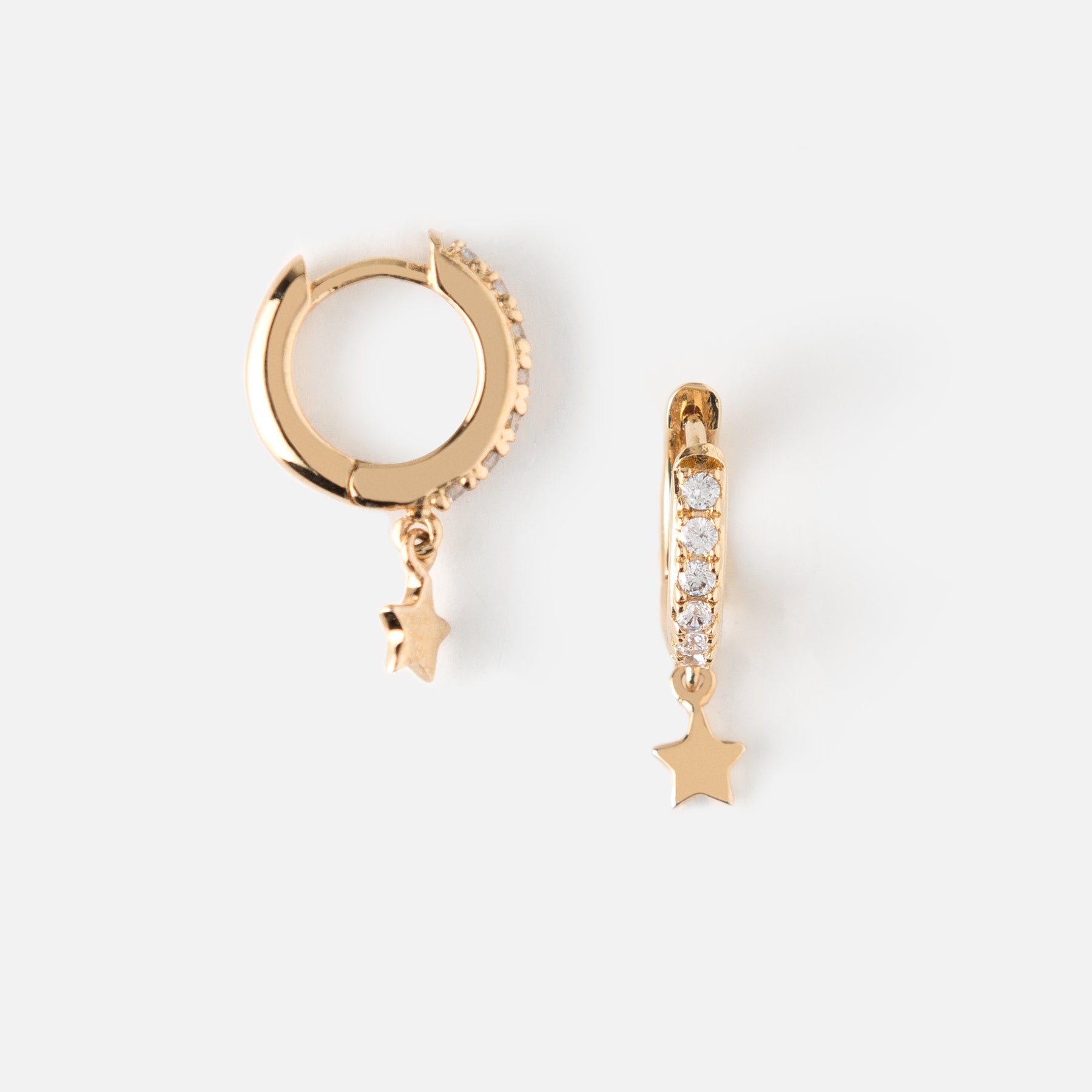 Orelia Pave Huggie With Star Drop - Gold