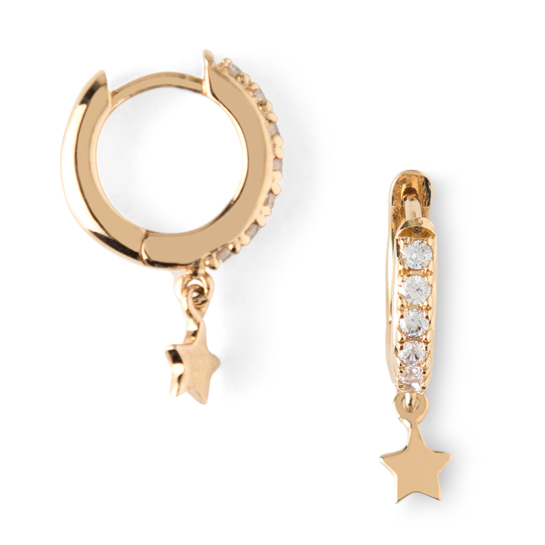 Orelia Pave Huggie With Star Drop - Gold