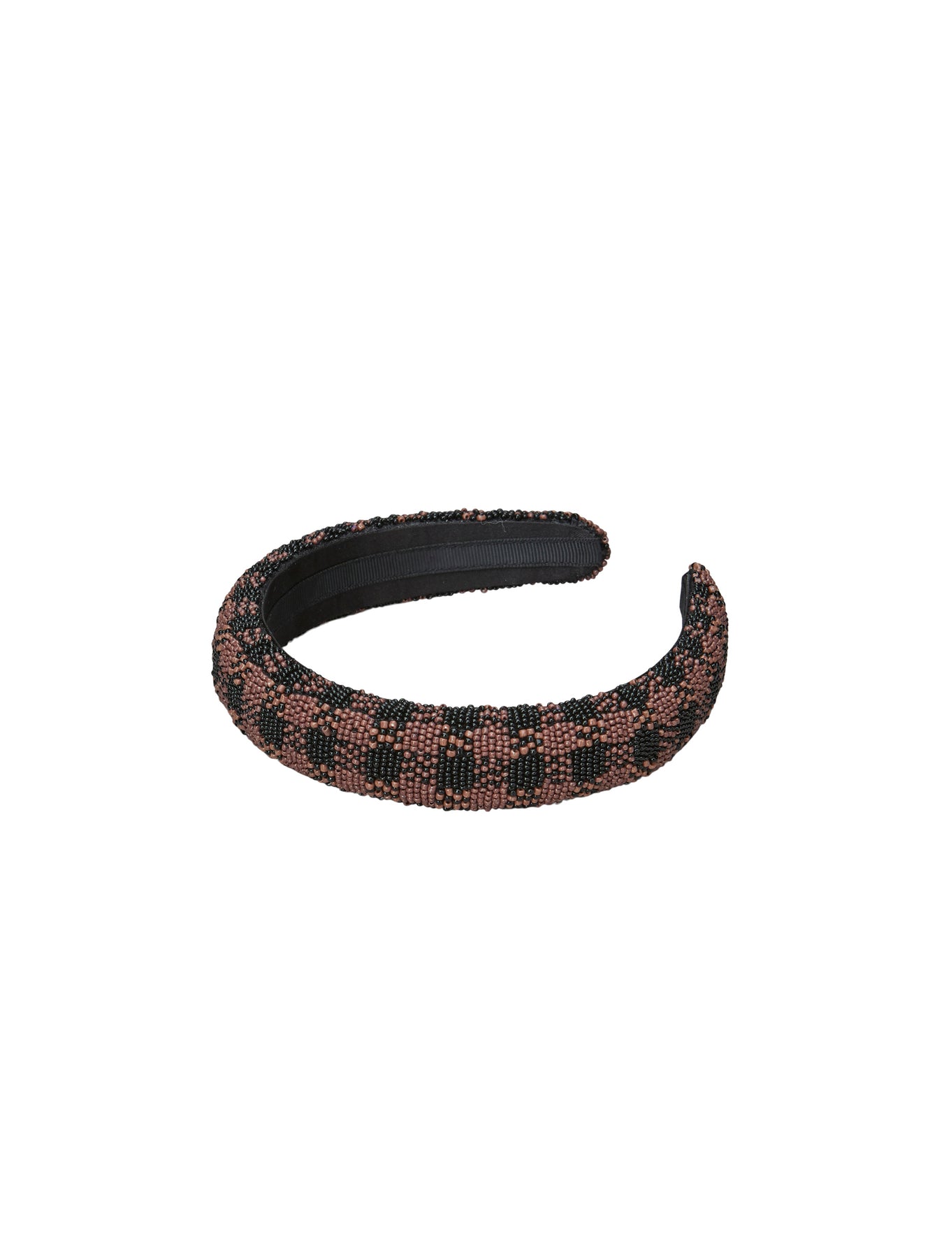 Gingham Beaded Hairbrace - Acorn Brown
