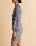 Brocade High Neck Dress - French Blue