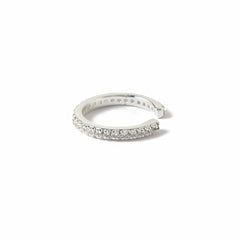 Fine Pave Single Ear Cuff - Silver