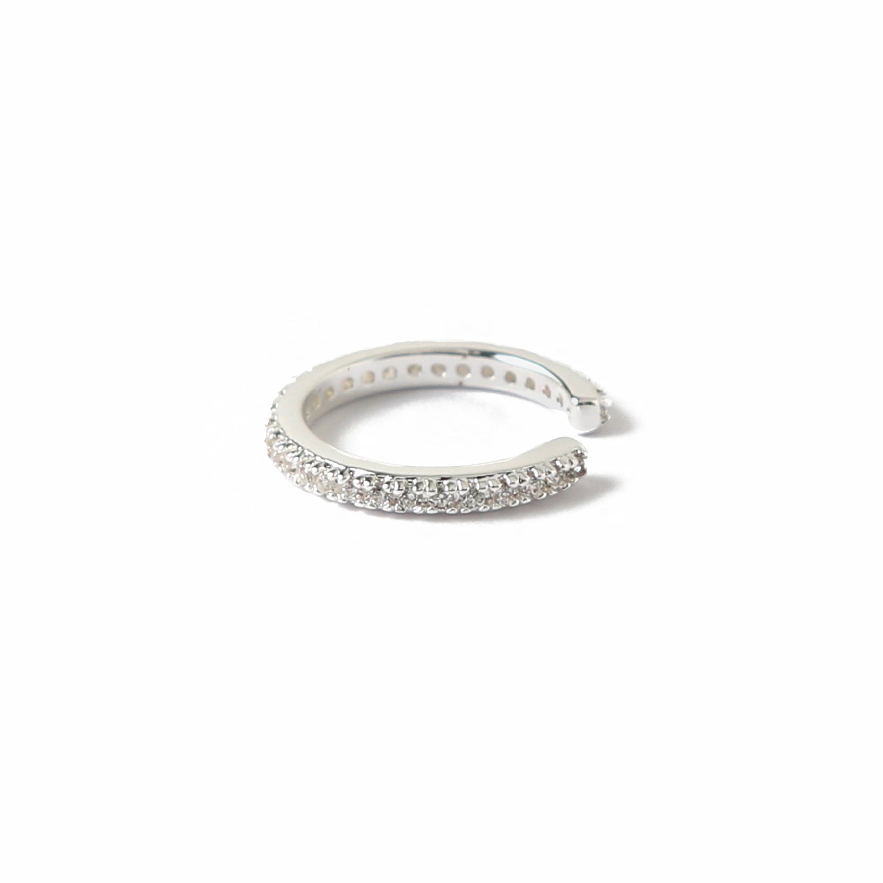 Fine Pave Single Ear Cuff - Silver