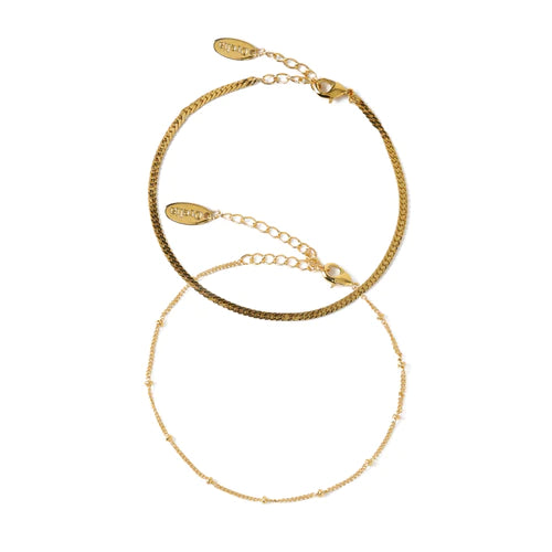 Satellite And Flat Curb Chain - Guld