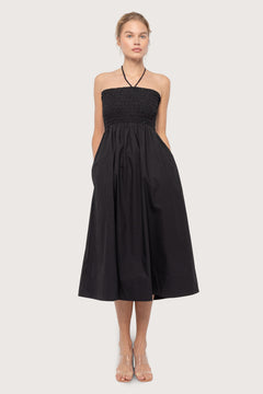 Poplin Smocked Dress - Black