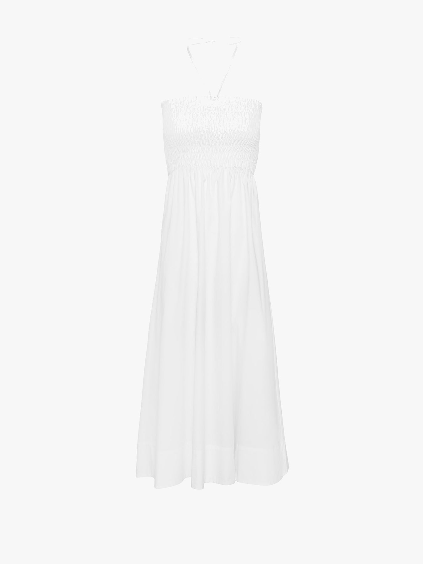 Poplin Smocked Dress - White