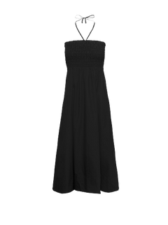 Poplin Smocked Dress - Black