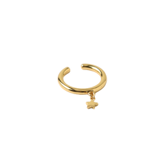 Star Charm Drop Single Ear Cuff - Pale Gold