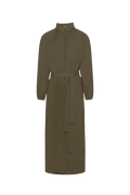 Poplin Bohemian Wide Dress - Olive Green