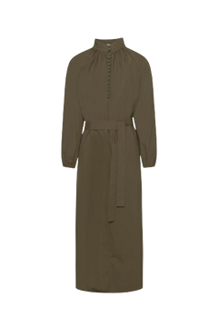 Poplin Bohemian Wide Dress - Olive Green
