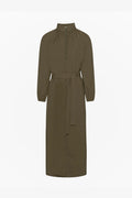 Poplin Bohemian Wide Dress - Olive Green