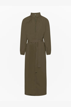 Poplin Bohemian Wide Dress - Olive Green