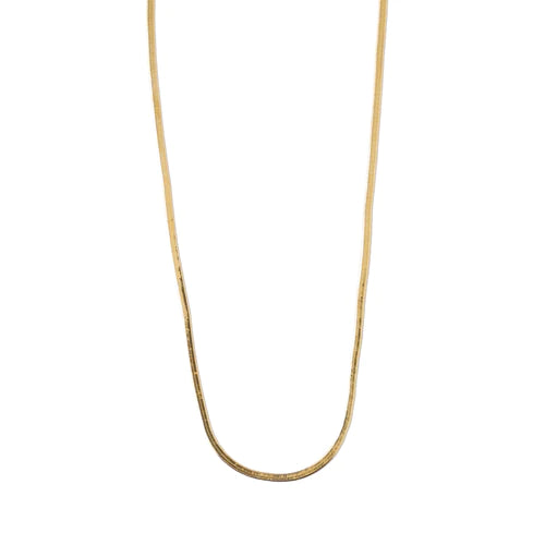 Flat Snake Chain Necklace 15" - Pale Gold