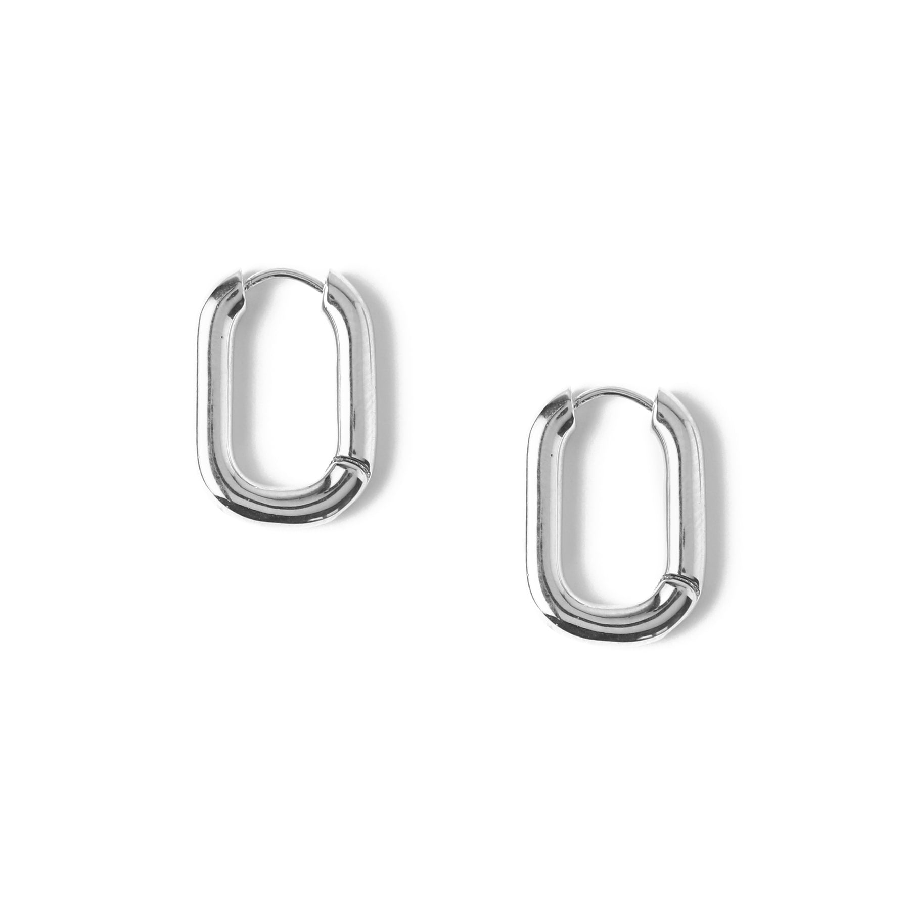 Chunky Oval Hoop - Silver