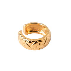 Quilted Statement Single Ear Cuff - Pale Gold