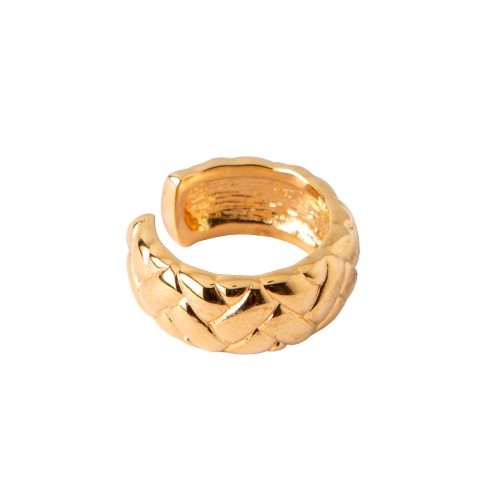 Quilted Statement Single Ear Cuff - Pale Gold