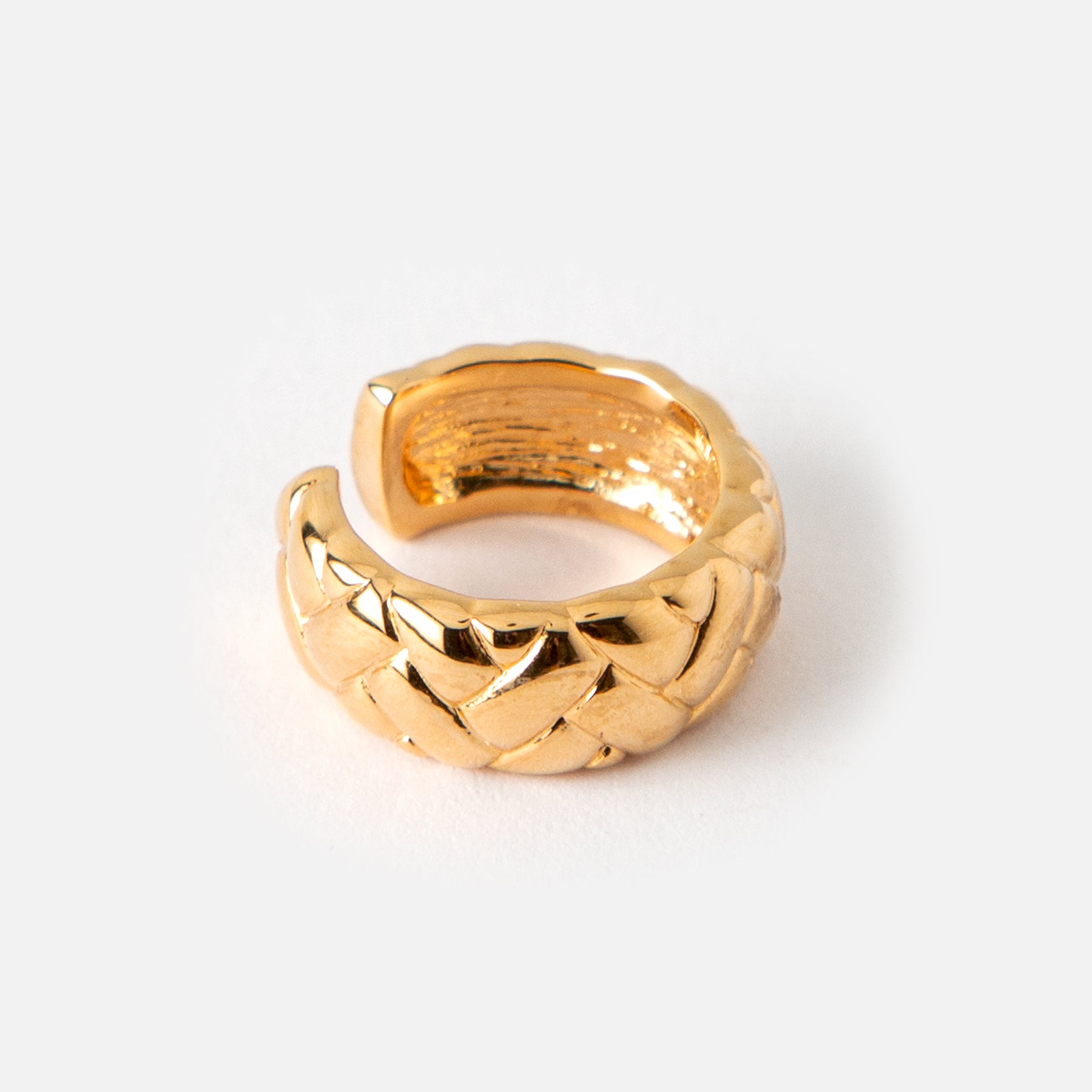 Quilted Statement Single Ear Cuff - Pale Gold