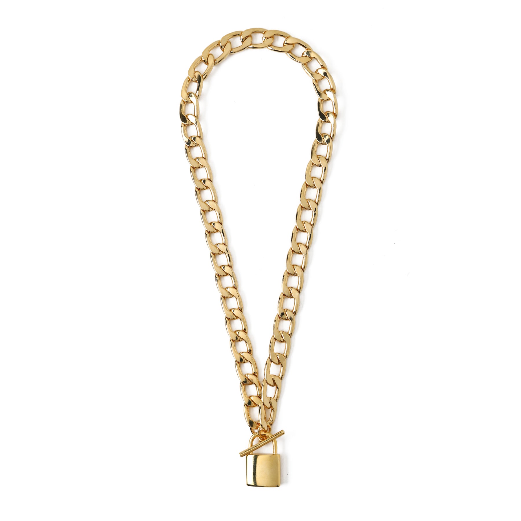 Chunky Padlock Necklace - Pale Gold