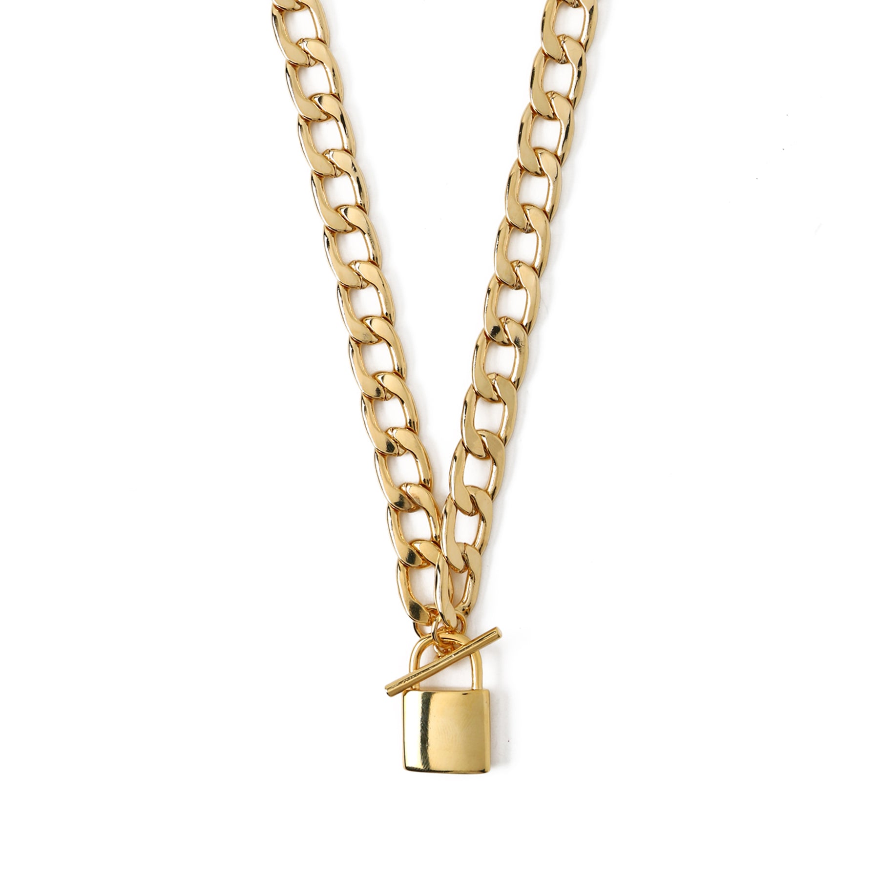 Chunky Padlock Necklace - Pale Gold